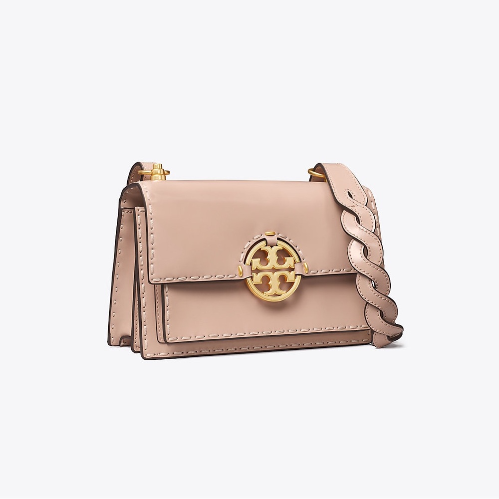 Tory Burch Miller Spazzolato Pick Stitch Small Shoulder Bag